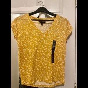 🌻2XHP🌻NWT Banana Republic XXSP Facto Yellow Floral Linen Blend ShortSleeve Shirt